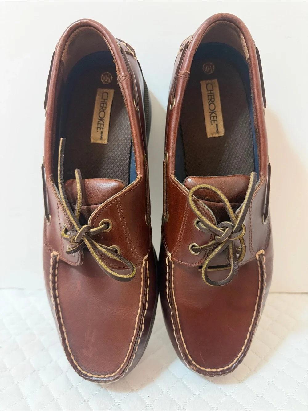 Cherokee Men’s Brown Leather Lace-Up Boat Deck Shoes. NWOT. Size 10.5
